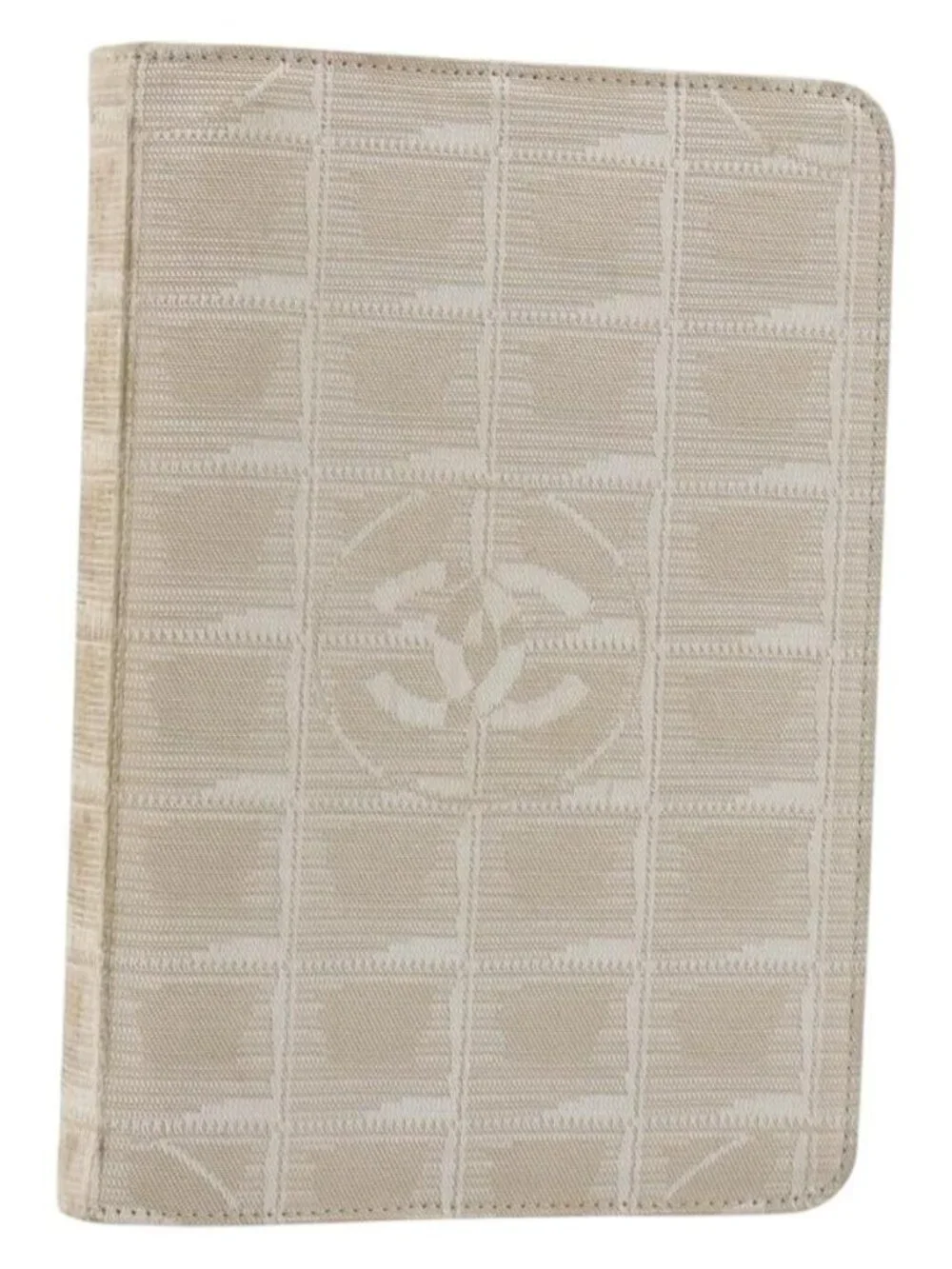 CHANEL New Travel Line Day Planner Cover Canvas Beige Silver CC Auth yk20472
